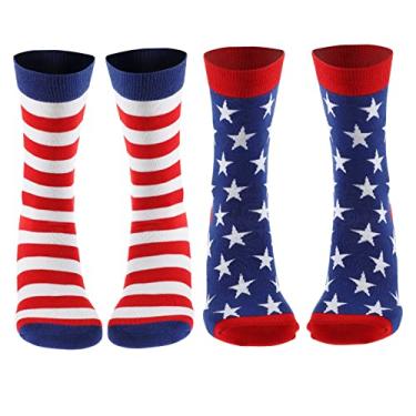 Imagem de VALICLUD 2 Pares Meias da do Dia da Independência presentes masculinos meias de tubo de americana meias de natal o presente meias de ginástica meia divertida masculina