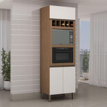Imagem de Torre para Cozinha para Microondas e Forno com Adega Genialflex Ébano/Off White