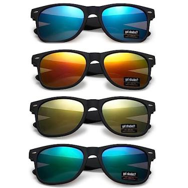 Imagem de Got Shades Óculos de sol fashion unissex dos anos 80, estilo retrô – Pacote com 4 (preto fosco | espelhos coloridos, 52)
