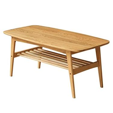 Imagem de Mesa lateral mesa de centro moderna retrô artesanato mesa lateral de chá mesa doméstica, adequada para escritório sala de estar quarto prateleira de sala de estudo mesa de centro para sala de estar (cor: bege)