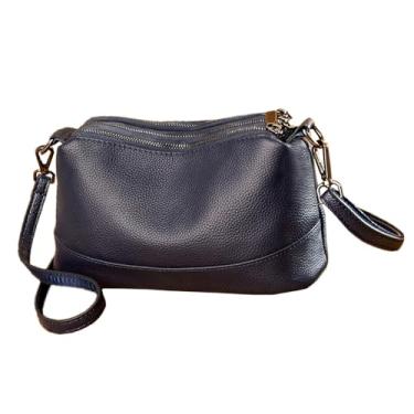 Imagem de NIGEDU Bolsa tiracolo feminina de couro tamanho médio 3 camadas bolsa de ombro moderna bolsa feminina, Azul escuro