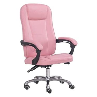 Imagem de Cadeira de escritório chefe cadeira giratória de couro mesa de jogo cadeira de massagem na cintura cadeira de escritório de corrida ergonômica cadeira de escritório (cor: rosa) bons tempos