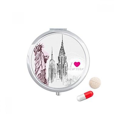 Imagem de Porta-comprimidos de bolso I Love New York America Country City Travel Caixa dispensadora de medicamentos e medicamentos, presente espelhado
