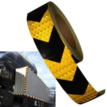 Imagem de Faixa Refletiva Segurança 25 Metros Seta Sinalizaçao Amarelo Fluorescente Via Publica Caminhao Estrada Automotivo Evita Acidente