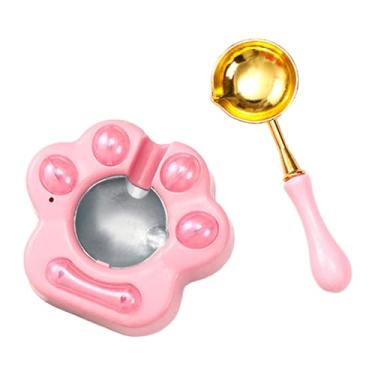 Imagem de MERIGLARE Aquecedor elétrico de cera para derreter cera, aquecedor portátil em forma de pata de gatinho, forno de derretimento de cera com colher para caixa de, Rosa
