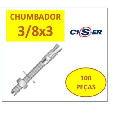 Imagem de Chumbador Pba 3/8 X 3.3/4 C/Porca E Arruela  100Pçs  Ancora