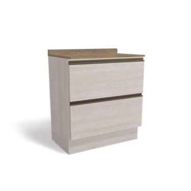 Imagem de Gabinete de Cozinha Modulado Balcão Maxxi G755 2 Gavetas c/Tampo 80cm Branco/Nogal - Kappesberg