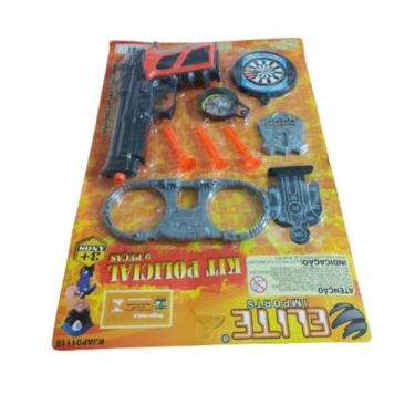 Imagem de Kit Policial Pistola Dardo C/Alvo e Algema De Plástico Elite