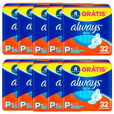 Imagem de Kit 10 Absorvente Always Super Proteção Cobertura Seca - 320 Unidades