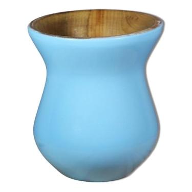 Imagem de Cuia Madeira Nobre Imbuia Chimarrão Perolizada Azul Pastel