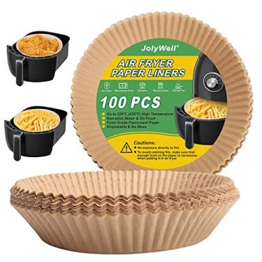 Imagem de Forro de papel Air Fryer, papel manteiga com inserção de forno cru, papel antiaderente descartável para fritar, assar, assar e grelhar (100 peças-16 cm)