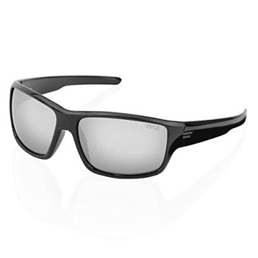 Imagem de TOROE Óculos de sol esportivos Eyewear Field Wrap Around com lentes polarizadas de policarbonato, armação TR90 leve, Preto brilhante | Emblema preto, Standard Size