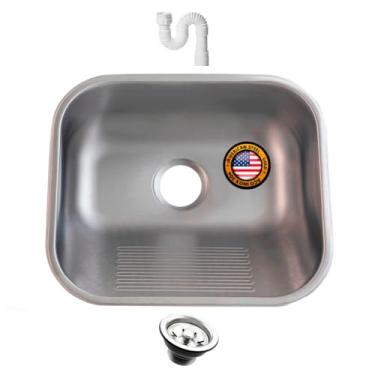 Imagem de Tanque Inox Monobloco Genérico 40x34 Cm FOSCO Embaixo da Bancada