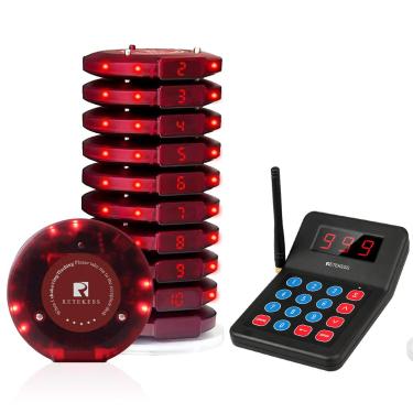 Imagem de Retekess T119 Pagers para restaurantes, Check Calling Records, Max 999 Beepers, 2 Way Charge, 10 Food Pagers para Igreja, Hospital, Food Truck, Clínica