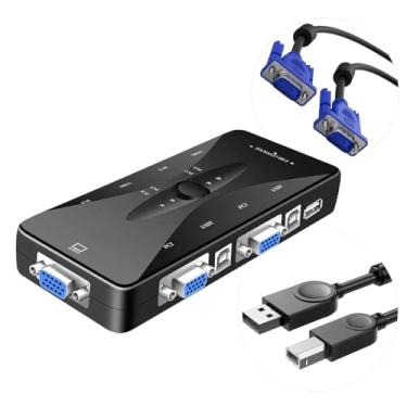 Imagem de Hub USB Chaveador Switch Kvm 4 Portas Acompanha Cabo VGA e Cabo USB A+B