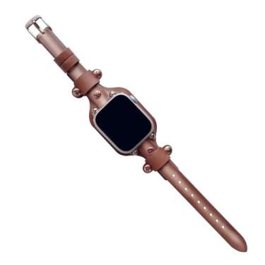 Imagem de Pulseira Couro Bracelete Slim Fina Compatível com Apple Watch 41mm 40mm 38mm 42mm 44mm 45mm 49mm (38/40/41mm, Marrom)