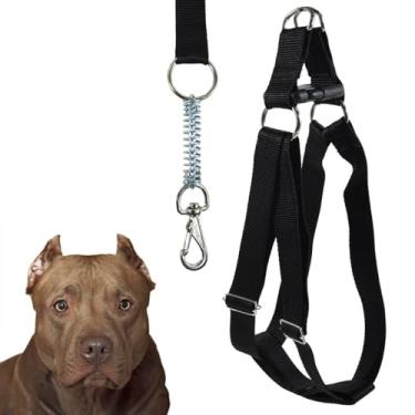 Imagem de Peitoral Americano Coleira Com Guia Para Cachorro Porte Grande Resistente (Preto)