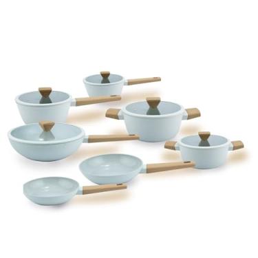 Imagem de Jogo De Panelas Revestimento Cerâmico Indução Cinza 7 Peças