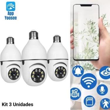 Imagem de Kit 3 camera lampada segurança wifi sem fio infra microfone