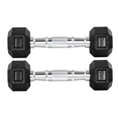 Imagem de Par Halteres 1kg +1kg Dumbbell Sextavado Emborrachado Pegada Cromada Gallant (gdb01f3b-pt)