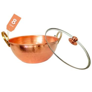 Imagem de Tacho De Cobre Puro Com Tampa De Vidro 8 Litros