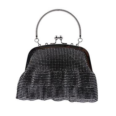 Imagem de RARITYUS Bolsa clutch noturna com strass cintilante para mulheres, bolsa de pulso de cristal, bolsa de ombro para casamento, formatura, Preto, One Size