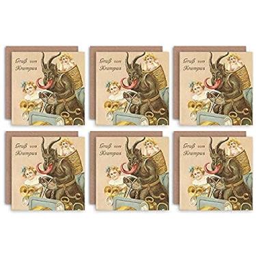 Imagem de Wee Blue Coo Cartões de Natal x6 Krampus Anti Santa Funny Kids Set Cartões de Natal