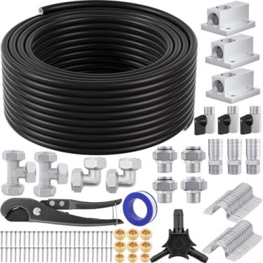 Imagem de Sistema de tubulação de ar comprimido, tubo de HDPE preto de 0,9 cm x 3,5 m, blocos de tomada de parede de alumínio, acessórios de sistema de compressor de ar rápido e kit de linha de ar para loja,