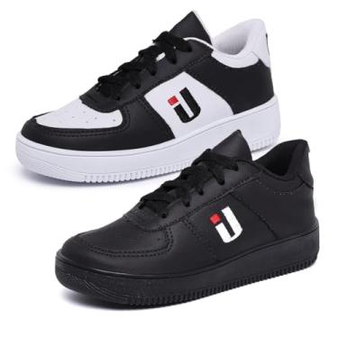 Imagem de Kit 2 Pares Tênis Infantil Casual Unissex Ultra Leve Confortável Influencer Original (Preto e Branco/Preto, BR, Criança de 4 a 8 anos, Numérico, M, 32)