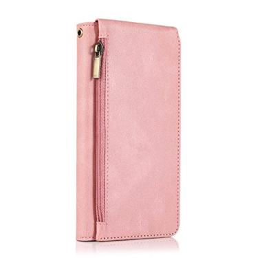Imagem de Capa de couro carteira com zíper de luxo flip para Samsung Galaxy S21 S20 FE S10 S9 Note 20 10 9 Ultra Plus Lite Slot para cartões capa de telefone, ouro rosa, para Galaxy S21