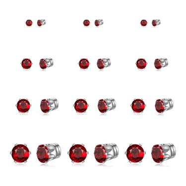 Imagem de Spiritlele 12 pares de brincos magnéticos coloridos brincos falsos clipe sem piercing conjunto de brincos, Aço inoxidável, Cristal