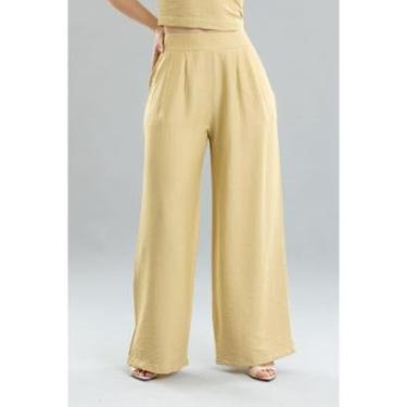 Imagem de Calça Pantalona Feminina Risca de Giz em Viscose Color Dialogo-Feminino