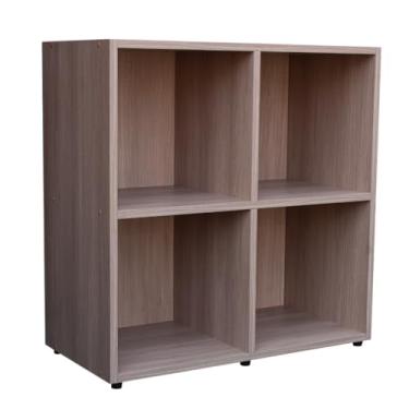 Imagem de Estante Modular 4 Nichos Para Discos LPs de Vinil Square 4 (Noce Amêndoa)