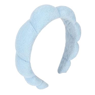 Imagem de Akozon Sponge Headband Absorvente Elástico Previne Deslizamento Bonito Faixa de Cabelo Acolchoada para Spa Maquiagem Lavagem de Rosto - Azul