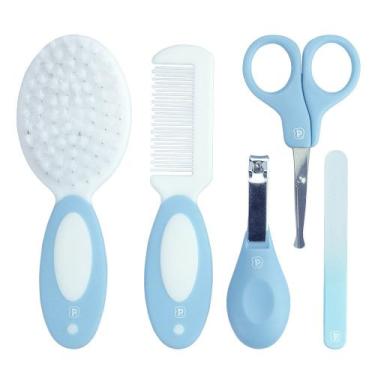 Imagem de Kit Infantil Higiene Pente Tesoura Alicate Lixa Pimpolho , Azul