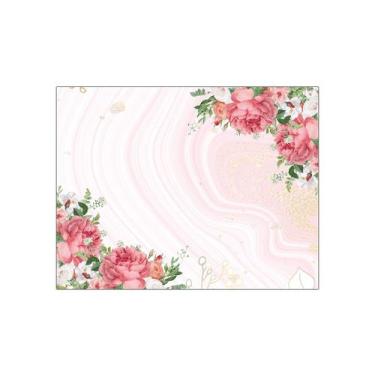 Imagem de Painel de Festa Horizontal 1,55 X 1,20 - Efeito Mármore Floral e Doura