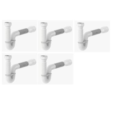 Imagem de Kit5pcs-Sifão Sanfonado Tubo Extensivo Universal Branco - Blukit