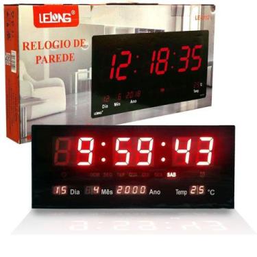 Imagem de Relógio de Parede Led Vermelho Digital LE-2112 Lelong Temperatura Cale