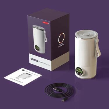 Imagem de Copo de água com aquecimento automático, copo térmico com agitação alimentado por USB, chaleira elétrica portátil de aço inoxidável de 400 ml, 6 aquecedores ajustáveis, bateria de 6000 mAh, 18 W