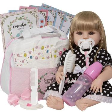 Imagem de Bebe Reborn Realista Laura Loira Recém Nascida Itens Bolsa - Cegonha R