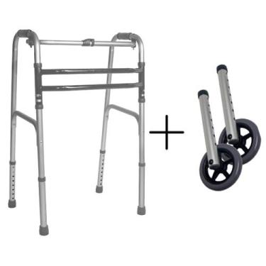 Imagem de Kit 2 Rodas+ Andador Alumínio Dobrável Articulado Hidrolight