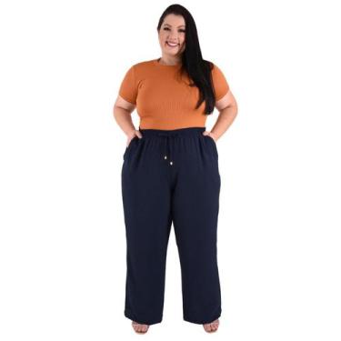 Imagem de Calça Plus Size Estilo Pantalona Feminina Cintura Alta Dunas Tendencia