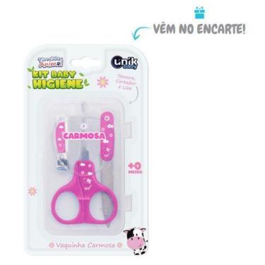Imagem de Kit Higiene Infantil C/ Estojo Vaquinha Cortador De Unha, Tesoura E Li