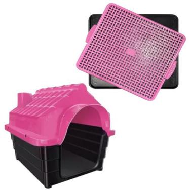 Imagem de Sanitario Xixi Banheiro Facil Rosa + Casa Dog PetShop N4 - MecPet