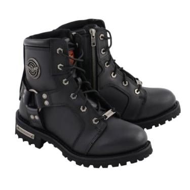 Imagem de Botas femininas de couro Milwaukee MBL9302 pretas com cadarço de 20 cm e zíper lateral - 24,5 cm