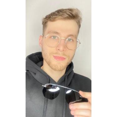 Imagem de Armação Óculos De Grau Masculino Hexagonal 2 Em 1 Dourado - Palas Eyew