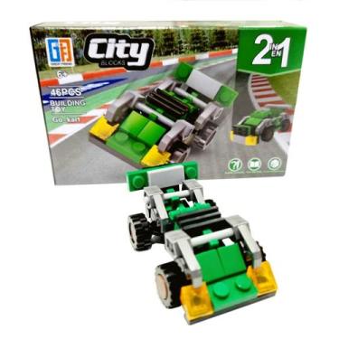 Imagem de Brinquedo Bloco Montar 2em1 Carro F1 Kart Caminhão Guerra - CITY BLOCK