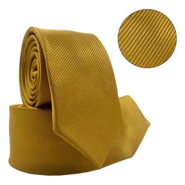 Imagem de Gravata Social Dourada Risco Fino Premium Casamento - Rpires