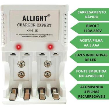 Imagem de Pilha Recarregável Com Carregador + 8 Pilhas AAA/AA - Online