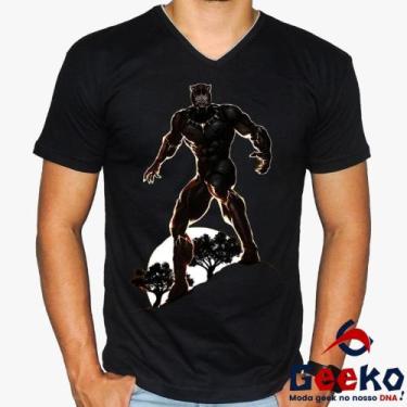 Imagem de Camiseta Pantera Negra 100% Algodão Wakanda Forever Black Panther Geek